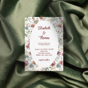 Romantic floral flowers vintage wedding invitation