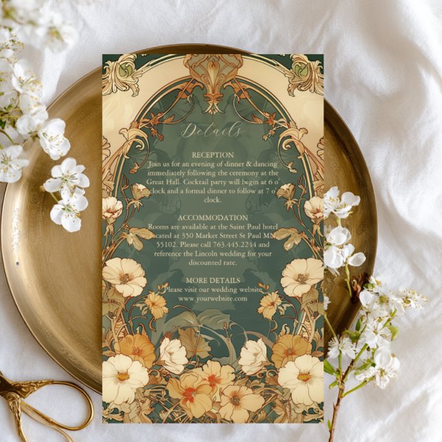 Romantic Floral Frame Art Nouveau Wedding Enclosure Card (Creator Uploaded)