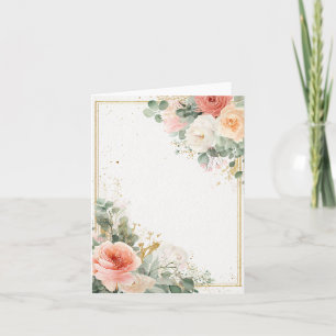 Romantic Floral Frame with Gold Details Note Card