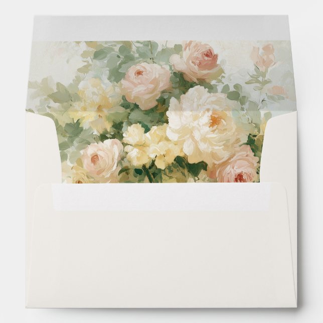Romantic Floral French Garden Wedding Envelope (Back (Bottom))