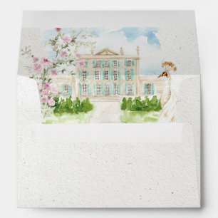 romantic floral garden arch manor wedding envelope