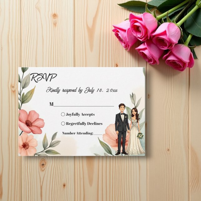 Romantic Floral Garden Bride And Groom Wedding RSVP Card (Creator Uploaded)