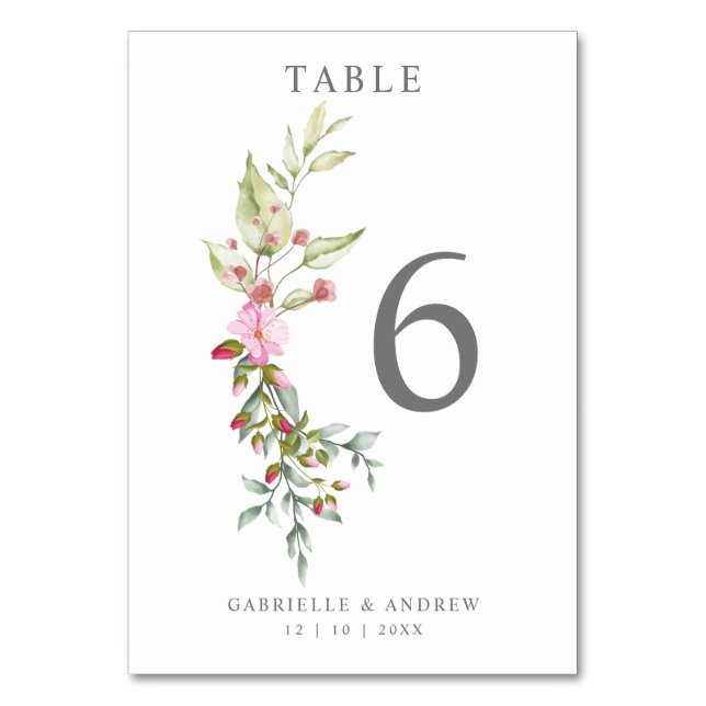 Romantic Floral Garland in Pink for Wedding Table Number (Back)