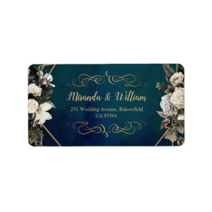 Romantic Floral Gold Wreath Wedding Label