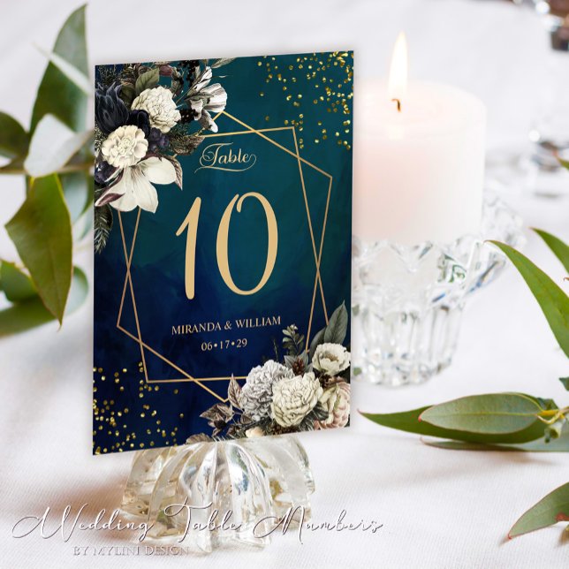 Romantic Floral Gold Wreath Wedding Table Number (Creator Uploaded)