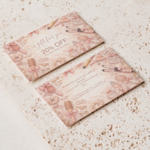 Romantic Floral Hair Stylist Branding Discount Card
