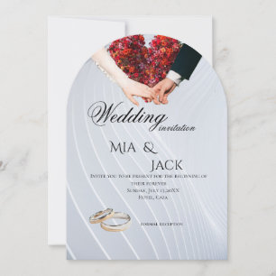 Romantic Floral Heart Arch Wedding Invitation