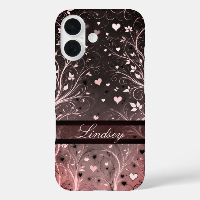 Romantic Floral Heart Pattern Case-Mate iPhone Case (Back)
