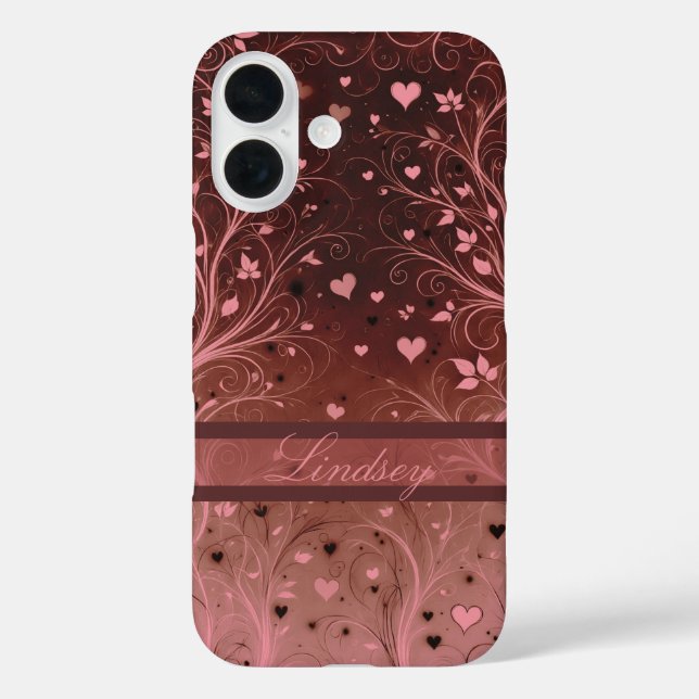 Romantic Floral Heart Pattern Case-Mate iPhone Case (Back)