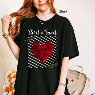 Romantic Floral Heart - Short n Sweet, Red Rose T-Shirt