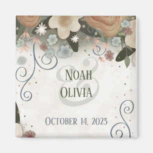 Romantic Floral Inspirivity Personalised Wedding Magnet