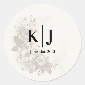Romantic Floral lace monogram sticker