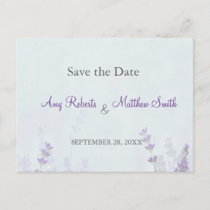 Romantic Floral Lavender Wedding Save the Date Postcard