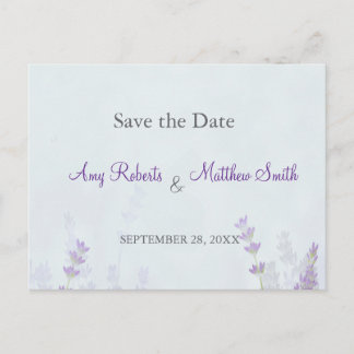 Romantic Floral Lavender Wedding Save the Date Postcard