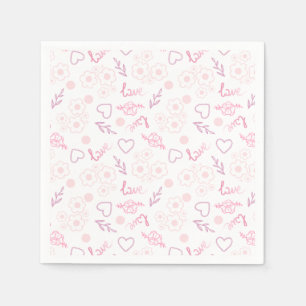 Romantic Floral Love Pattern Napkin