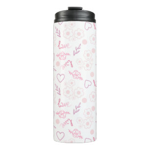 Romantic Floral Love Pattern Thermal Tumbler