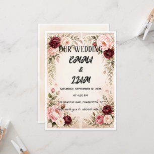 Romantic  Floral Meadow Wedding Invitation