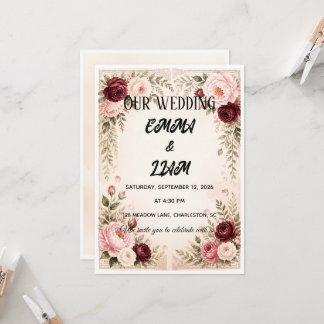 Romantic Floral Meadow Wedding Invitation