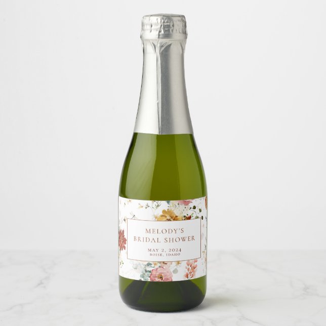 Romantic Floral Mini Champagne Bottle Labels (Front)