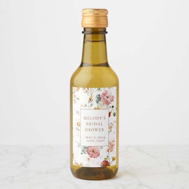 Romantic Floral Mini Wine Bottle Labels (Front)