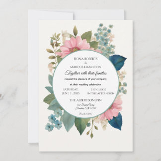 Romantic Floral & Minimalist Elegant Wedding Invitation