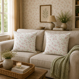 Romantic Floral Monogram   Vintage Cottagecore Cushion
