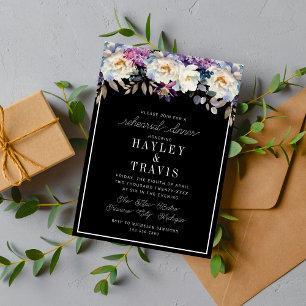 Romantic Floral Moody Dark Flower Rehearsal Dinner Invitation