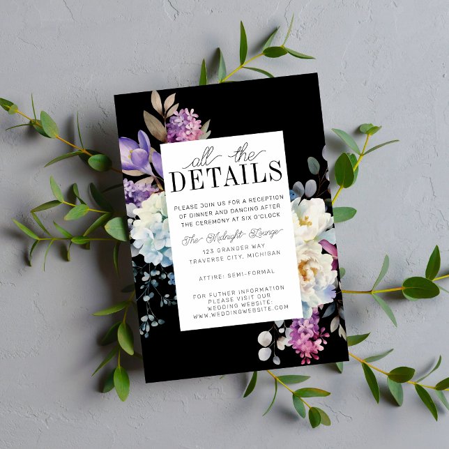 Romantic Floral Moody Dark Flowers Wedding Enclosure Card (Creator Uploaded)