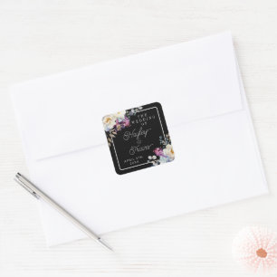 Romantic Floral Moody Dark Flowers Wedding Square Sticker