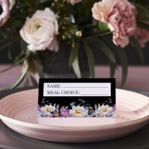 Romantic Floral Moody Dark Meal Choice Wedding Place Card