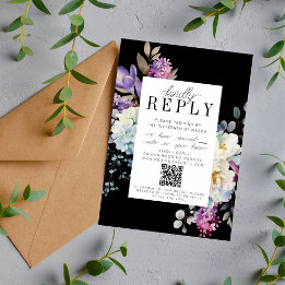 Romantic Floral Moody Dark Website Wedding RSVP Card