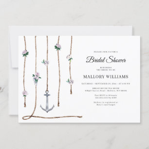 Romantic Floral Nautical Anchor Bridal Shower Invi Invitation