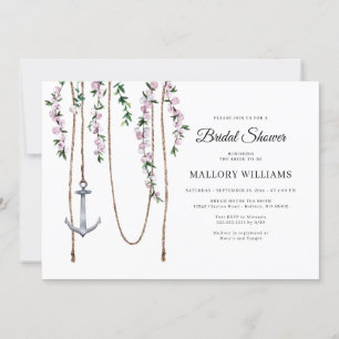 Romantic Floral Nautical Anchor Bridal Shower Invitation