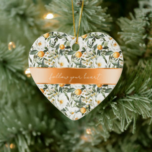Romantic Floral Oranges Sicily Italian Ceramic Ornament