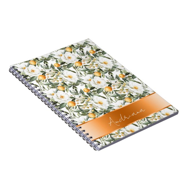 Romantic Floral Oranges Sicily Italian Notebook (Right Side)