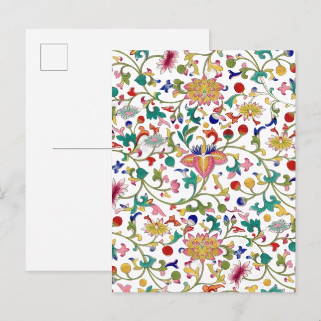 Romantic floral ornamental seamless pattern postcard (Front/Back)