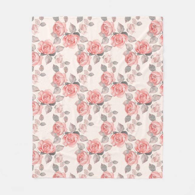 Romantic floral pattern 8 fleece blanket (Front)