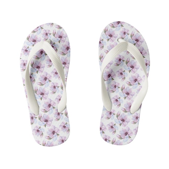 Romantic Floral Pattern Kid's Thongs (Footbed)