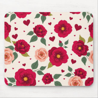 Romantic Floral Pattern Mouse Pad