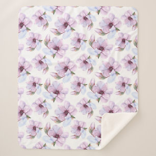 Romantic Floral Pattern Sherpa Blanket