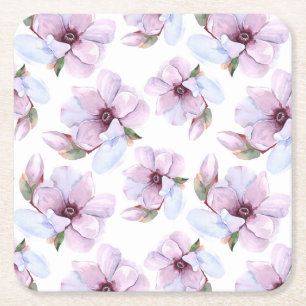 Romantic Floral Pattern Square Paper Coaster