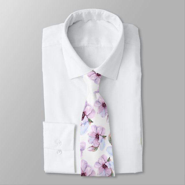 Romantic Floral Pattern Tie (Tied)