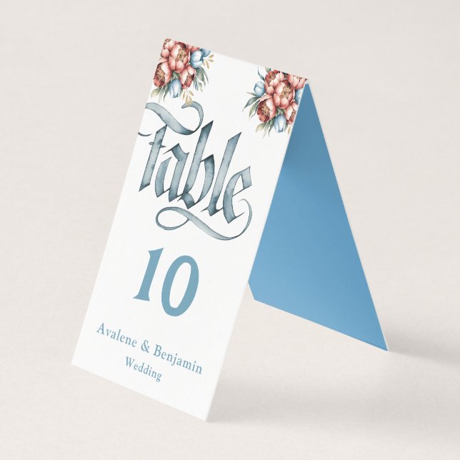 Romantic Floral: Peonies & Tulips Table Numbers (Front)