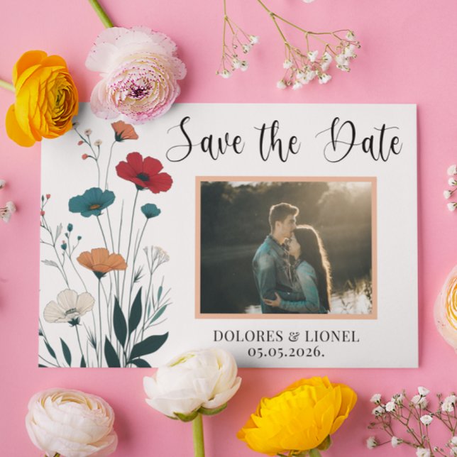 Romantic Floral Photo Save the date  Invitation (Creator Uploaded)