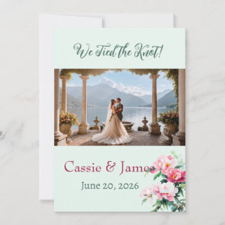 Romantic Floral Photo Wedding Announcement