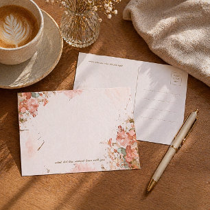 Romantic Floral Postcard Watercolor Memory Card