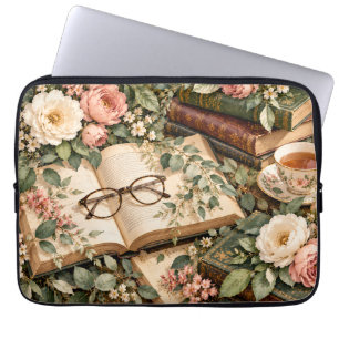 Romantic Floral Reading Laptop Sleeve