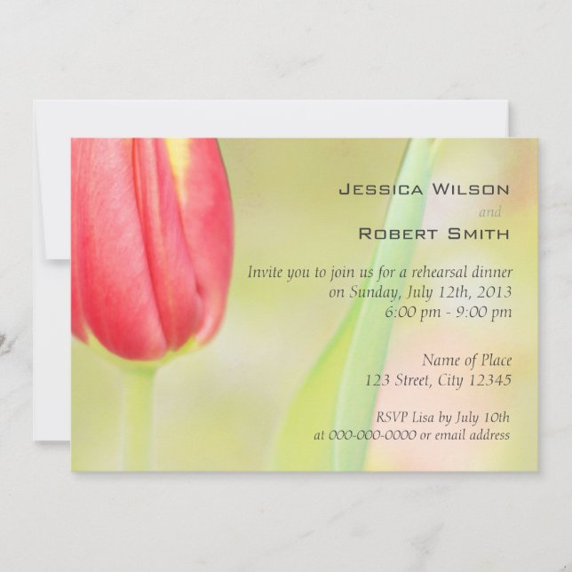 Romantic floral rehearsal dinner invitations (Front)