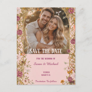 Romantic Floral Save the Date Announcement Postcard