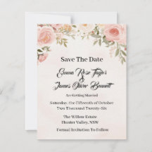 Romantic Floral Save the Date Card